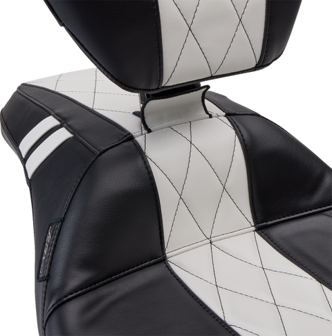 Outcast GT Seat - Full-Length - With Backrest - Black Double Diamond w/ White Inlay - FL &