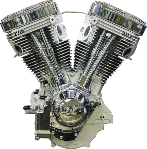 V124 Long Block Engine - Chrome/Natural - Big Twin | Custom Chasis w/Alternator-Style Primary