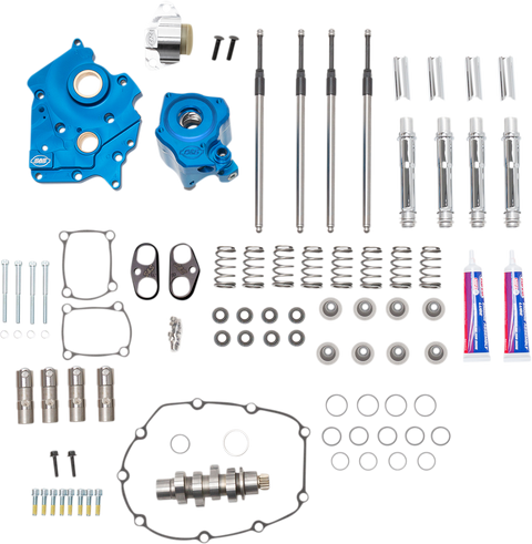 Cam Chest Kit with Plate - Chain Drive - Oil Cooled - 550 Cam - Chrome Pushrods - M8