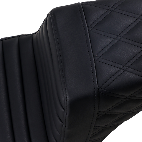 Step-Up Seat - Front Tuck-n-Roll/Rear Lattice Stitch - Black