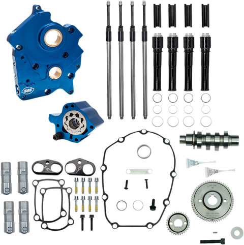 Cam Chest Kit with Plate - Gear Drive - Water Cooled - 465 Cam - Black Pushrods - M8