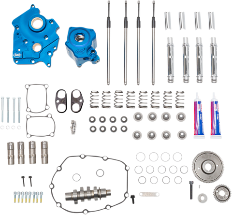 Cam Chest Kit with Plate - Gear Drive - Oil Cooled - 550 Cam - Chrome Pushrods - M8