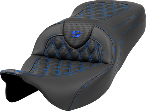 Roadsofa™ Seat - Lattice Stitch - Blue Stitch - without Backrest - FLH/FLT &