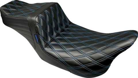 Tailwhip Seat - Double Diamond w/ Blue Thread - Black - FLH/FLT &