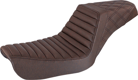 Step-Up Seat - Front Tuck-n-Roll/Rear Lattice Stitch - Brown - FXD
