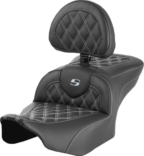 RoadSofa™ Seat - with Backrest - Lattice Stitch - Silver Stitch - FLTR/FLHX &