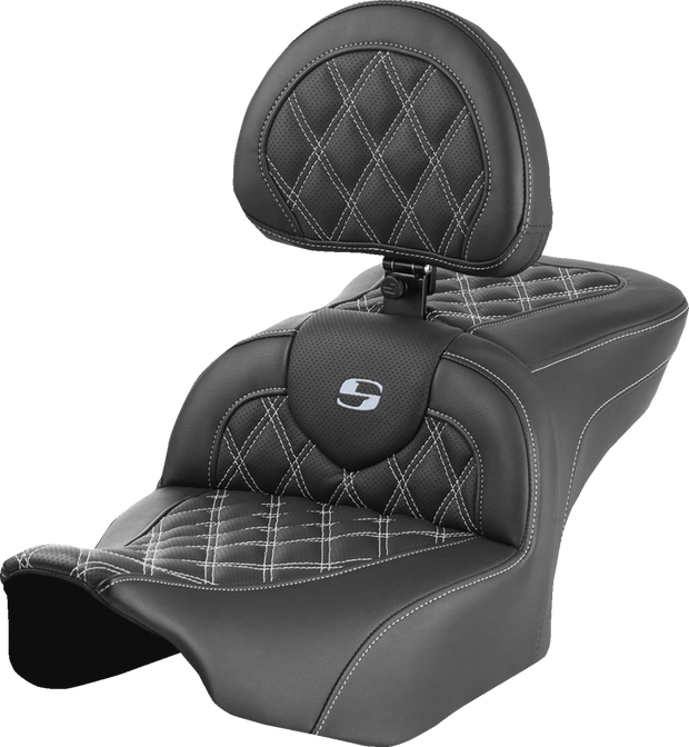RoadSofa™ Seat - with Backrest - Lattice Stitch - Silver Stitch - FLTR/FLHX &