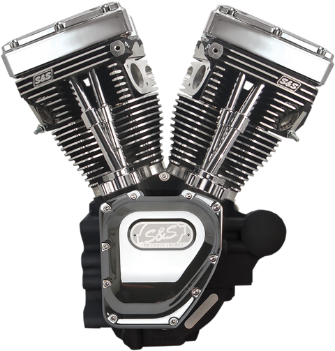 T124 Long Block Engine - Wrinkle Black and Chrome - FXD | FXDWG