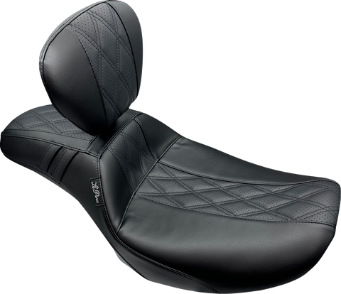 Outcast Daddy Long Legs Seat - w/ Backrest - GT2 Inlay - FLH/FLT &