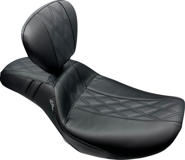 Outcast Daddy Long Legs Seat - w/ Backrest - GT2 Inlay - FLH/FLT &