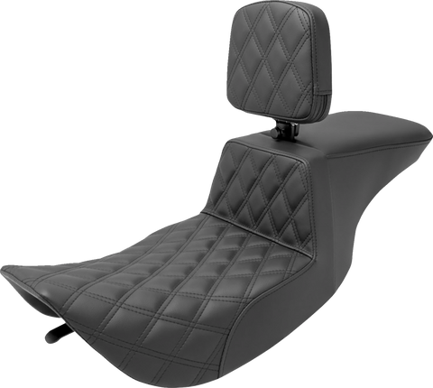 Tour Step-Up Seat - Rider Backrest - Front Lattice Stitch - FLHR/FLHX &