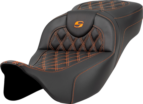 Extended Reach Roadsofa™ Seat - Lattice Stitch - Orange Stitch - without Backrest - FL &