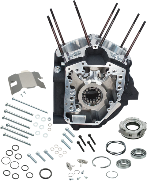 Engine Case - 4.125" Bore w/Stock Stud Pattern - 88A Engine Type - Wrinkle Black - Twin Cam
