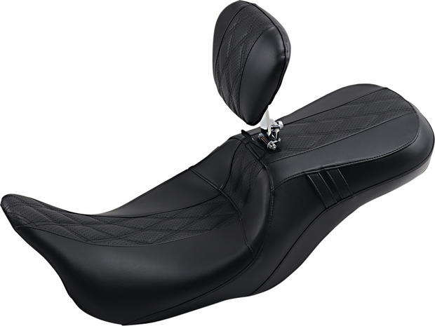 Outcast GT Seat - 2-Up - With Backrest - Black Double Diamond - Perforated - FL &