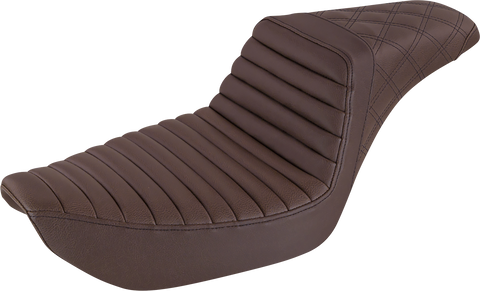 Step-Up Seat - Front Tuck-n-Roll/Rear Lattice Stitch - Brown - Dyna