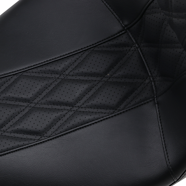 Outcast GT Seat - 2-Up - With Backrest - Black Double Diamond - Perforated - FL &
