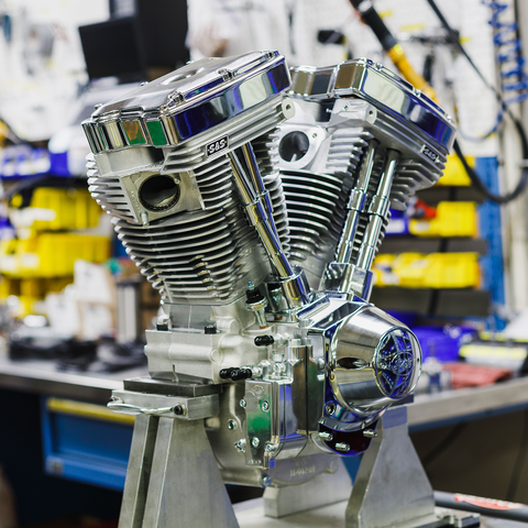 V124 Long Block Engine - Chrome/Natural - Big Twin | Custom Chasis w/Alternator-Style Primary