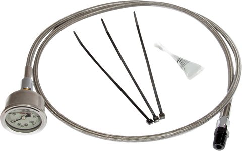 Remote Oil Pressure Gauge/Line Kit - Stainless/Chrome - M8