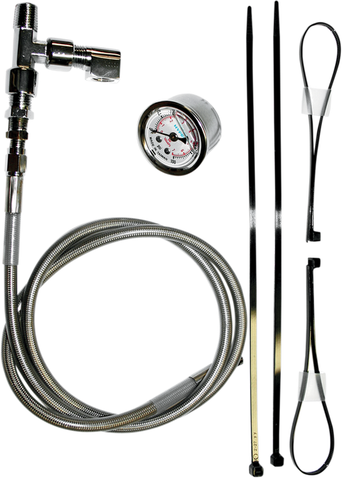 Remote Oil Pressure Gauge/Line Kit - Stainless/Chrome