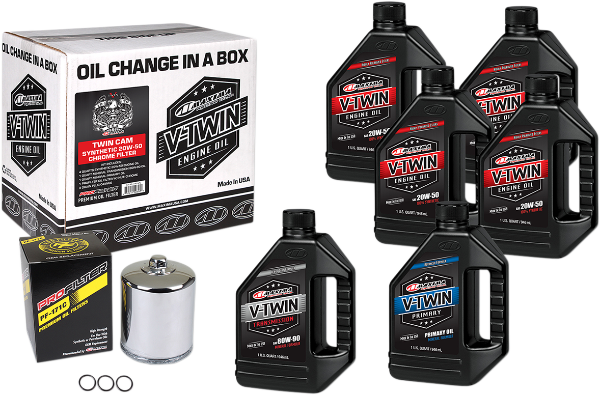 Twin Cam Synthetic 20W-50 Oil Change Kit - Chrome Filter