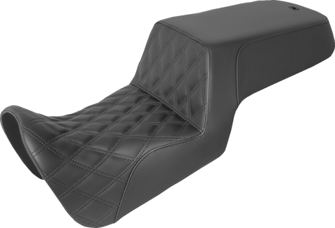 Step-Up Seat - Front Lattice Stitch/Rear Smooth - Black - Pan America &