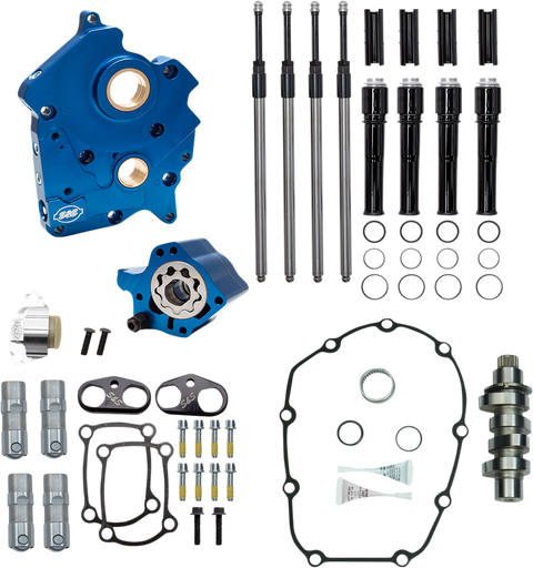 Cam Chest Kit with Plate - Chain Drive - Water Cooled - 475 Cam - Black Pushrods - M8