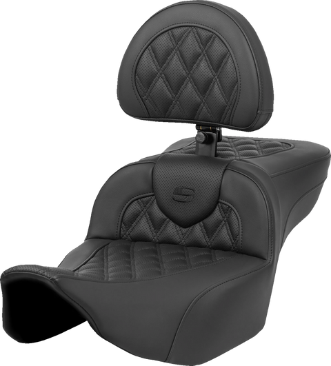 Heated RoadSofa™ Seat - Extended Reach - Lattice Stitch - w/ Backrest - FLT/FLH ’23-‘24