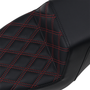 Step-Up Seat - Front Lattice Stitch/With Red Stitching - Black - XL