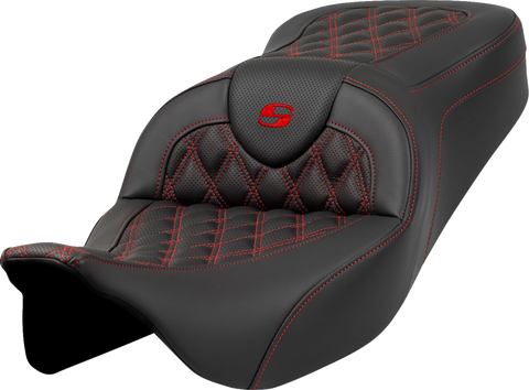 Roadsofa™ Seat - Lattice Stitch - Red Stitch - without Backrest - FLH/FLT &