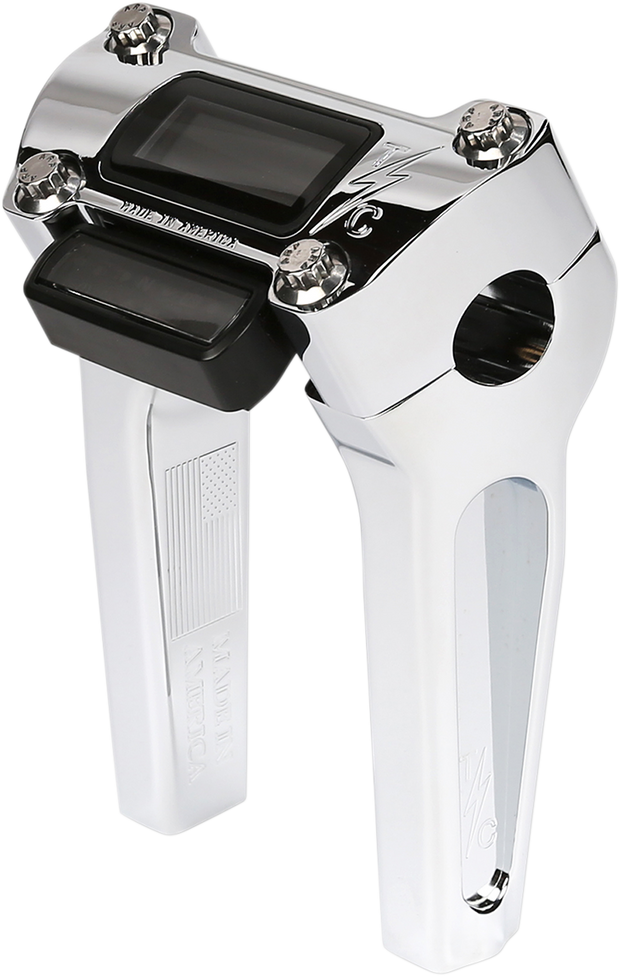 Handlebar Risers - Straight - 6" - Gauge Cutout - Chrome