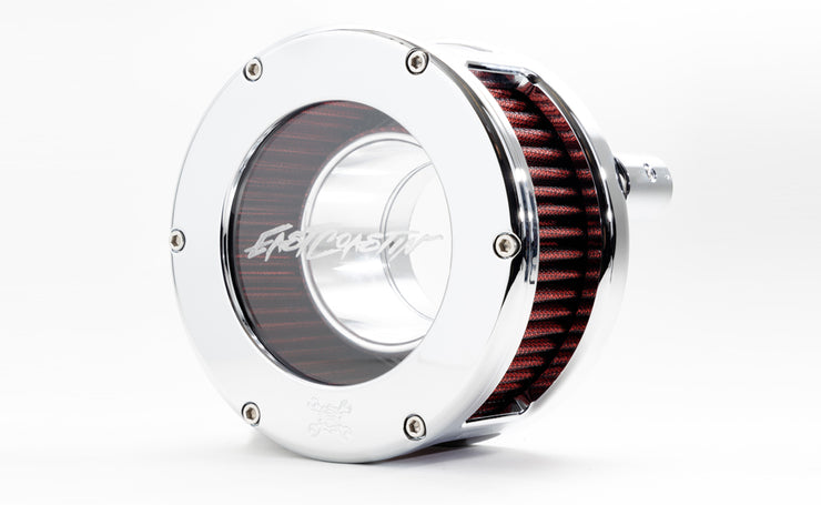 M-Eight BA Air Cleaner Kit, Chrome finish, Red filter : 5438-EC