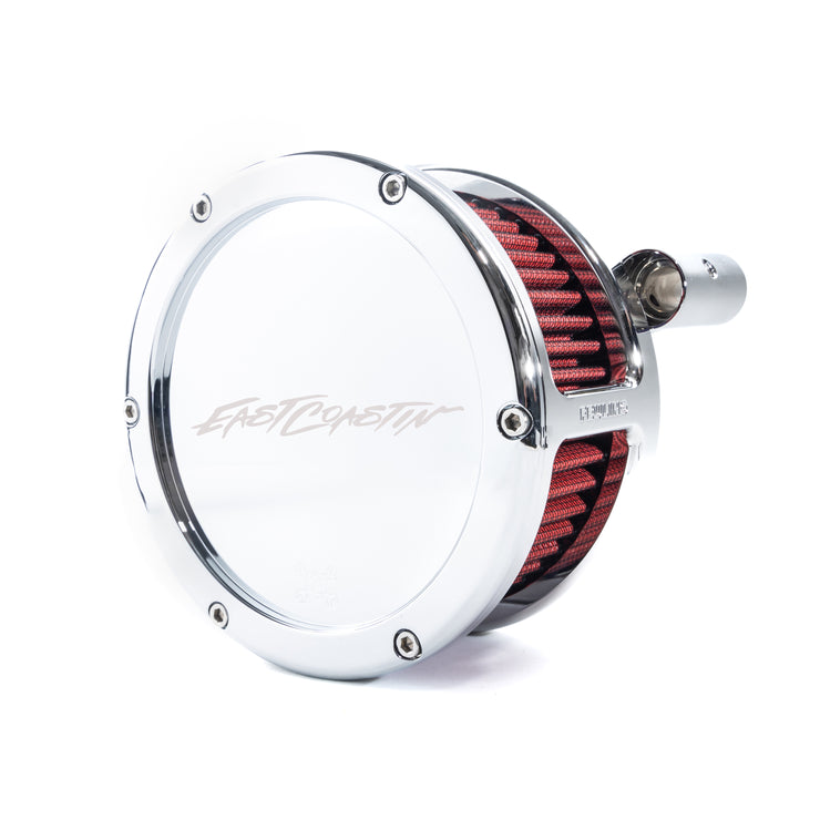 Twin Cam BA Air Cleaner Kit, Chrome finish, Red filter : 5447-EC