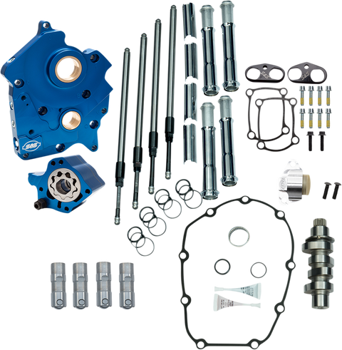 Cam Chest Kit with Plate - Chain Drive - Water Cooled - 465 Cam - Chrome Pushrods - M8