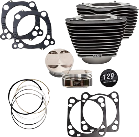 129" Cylinder Kit - 4.375" Stroke - Wrinkle Black w/Highlighted Fins - M8