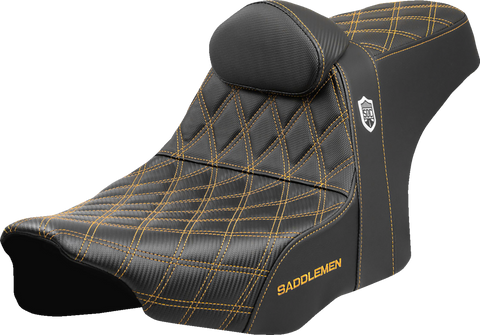 Pro Series SDC Performance Seat - Gold Stitching - w/ Backrest - FLT/FLH &