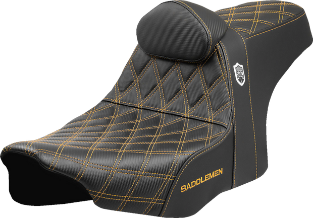 Pro Series SDC Performance Seat - Gold Stitching - w/ Backrest - FLT/FLH &