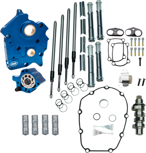 Cam Chest Kit with Plate - Chain Drive - Water Cooled - 475 Cam - Chrome Pushrods - M8