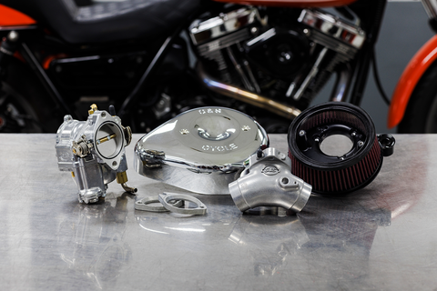 Super E Carburetor with Stealth Air Cleaner Kit - Chrome - Twin Cam