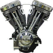 V124 Long Block Engine - Chrome/Wrinkle Black - Big Twin | Custom Chasis w/Alternator-Style Primary