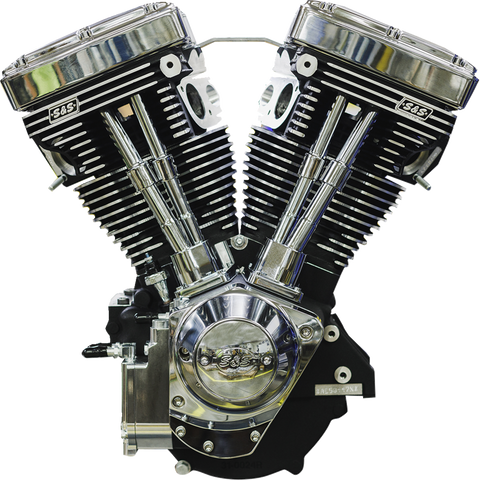 V124 Long Block Engine - Chrome/Wrinkle Black - Big Twin | Custom Chasis w/Alternator-Style Primary