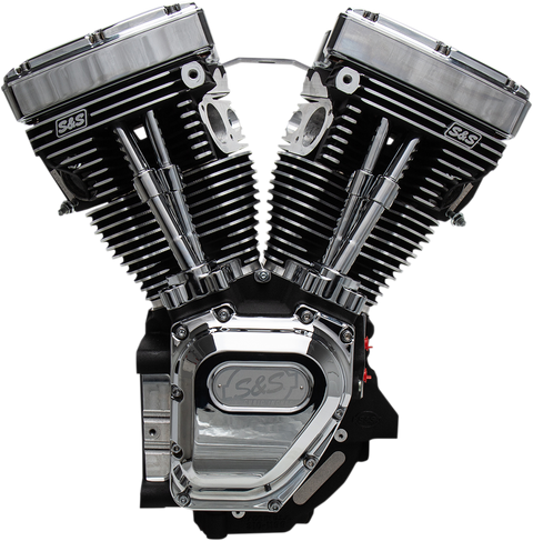 T111 Long Block Engine - Wrinkle Black and Chrome - Touring | Dyna