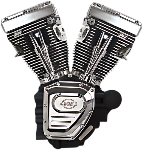 T124 Long Block Engine - Wrinkle Black and Chrome - Touring