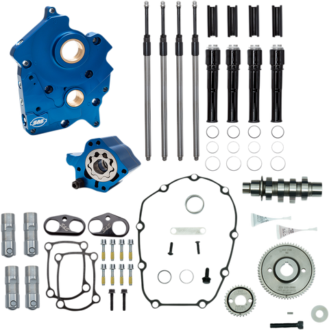Cam Chest Kit with Plate - Gear Drive - Water Cooled - 475 Cam - Black Pushrods- M8