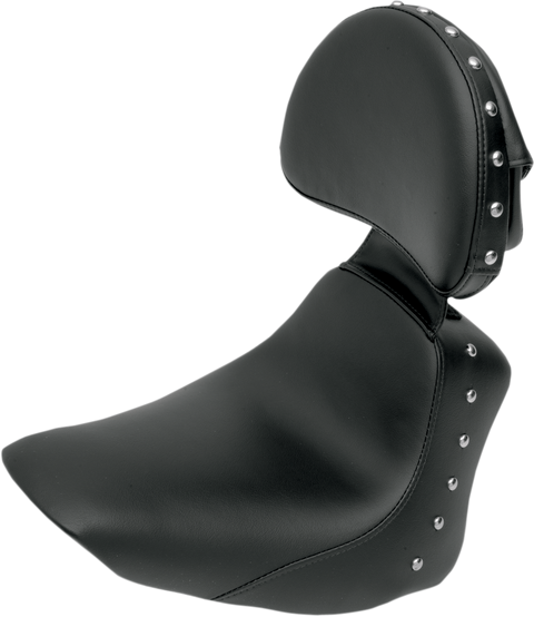 Heels Down Solo Seat - With Backrest - Studded - Black - FLSTC