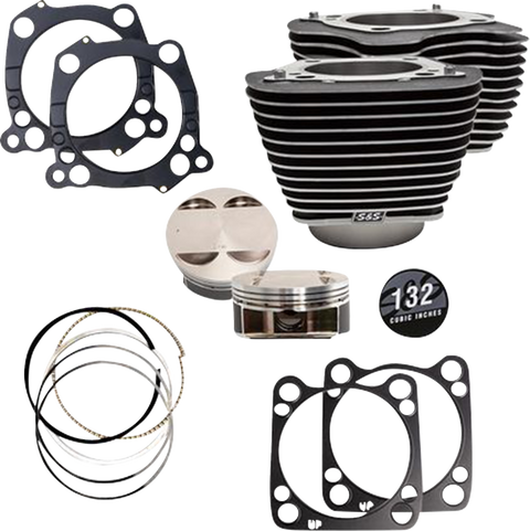 132" Cylinder Kit - 4.500" Stroke - Wrinkle Black w/Highlighted Fins - M8