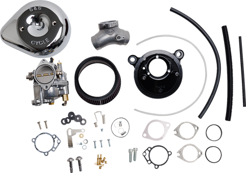 Super E Carburetor with Stealth Air Cleaner Kit - Chrome - Twin Cam
