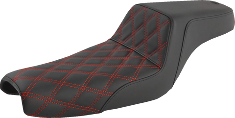 Step-Up Seat - Front Lattice Stitch/With Red Stitching - Black - XL