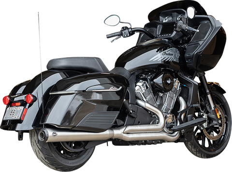 2-into-1 Qualifier Exhaust System - Brushed Stainless Steel - Race Only - Indian with PowerPlus