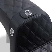 Pro Series SDC Performance Seat - w/ Backrest - Lattice Stitch/Lumbar Gripper - FLD/FXD '06-'17