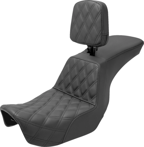Tour Step-Up Seat - Rider Backrest - Front Lattice Stitch - Dyna &